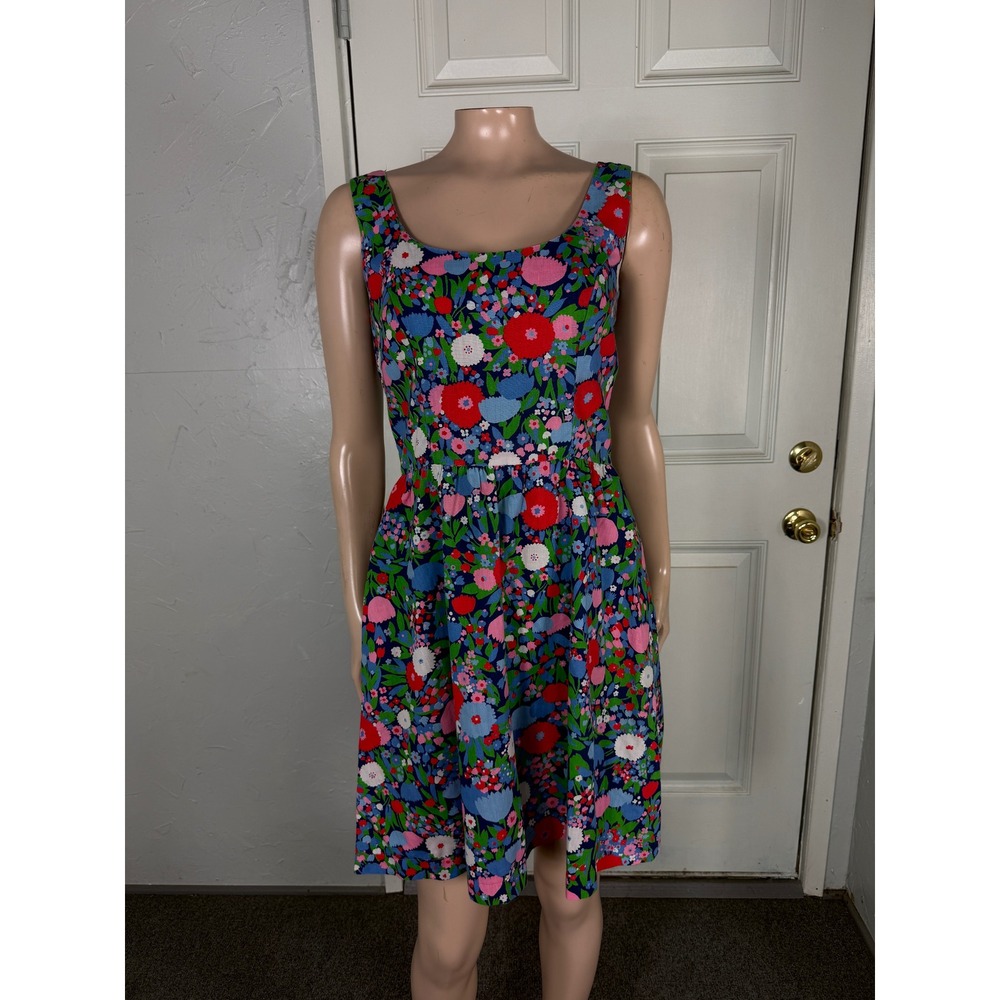 Vintage 70s Dress Lanz Original Mini Party Floral Cotton Sleeveless Pockets O25